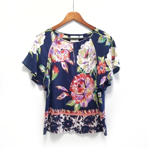 Anthropologie Tops - Anthropologie Maeve Gardenia Silk Floral Top 263